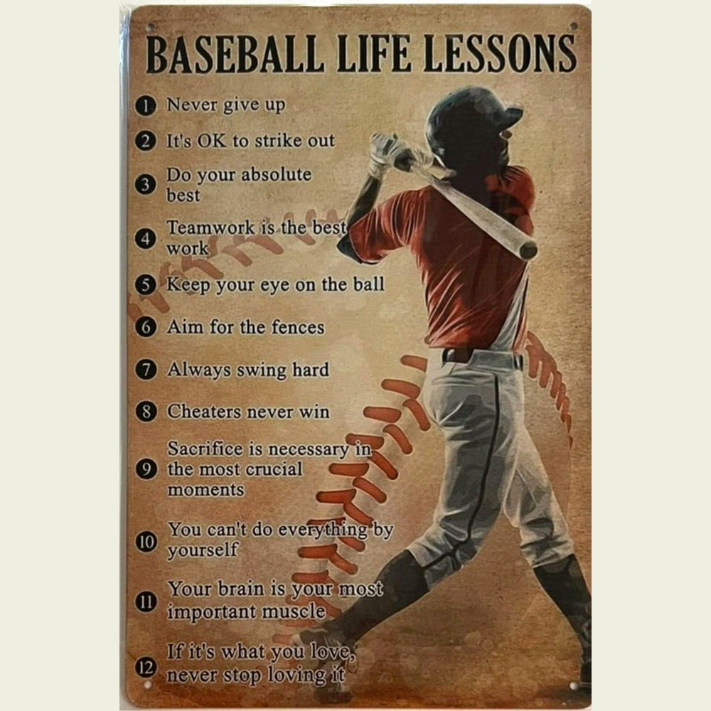 Baseball Like Lessons 8" x 12" Vintage Novelty Metal Sign Home & Garden:Home Décor:Plaques & Signs Style Your Walls
